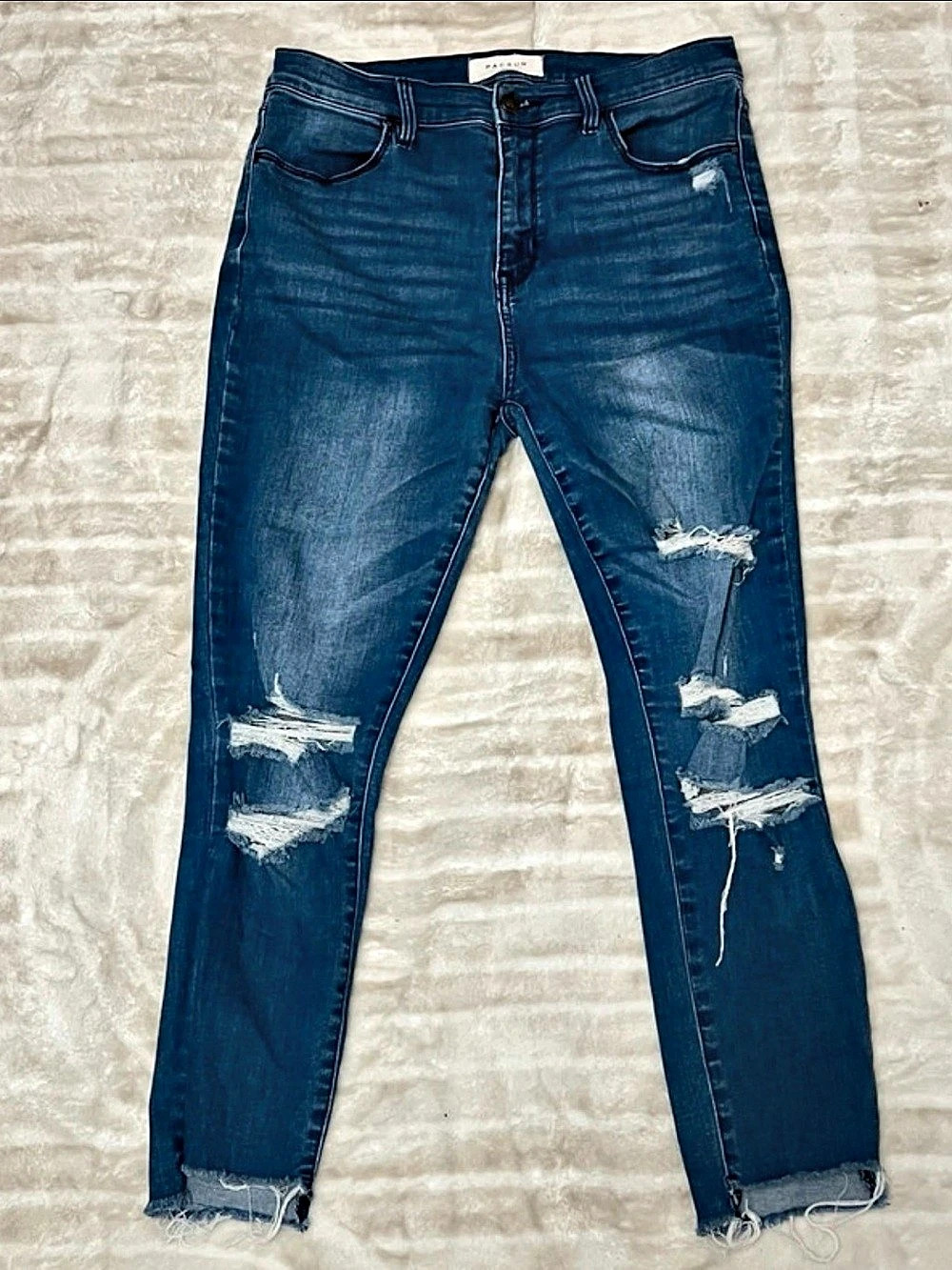 PacSun High-Rise Ankle Jegging Distressed Blue Jeans Waist 29
